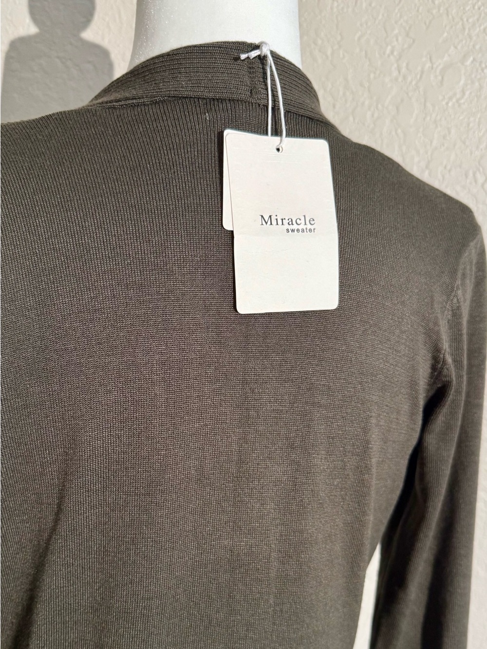 Miracle USA Dark Olive Green Longline Duster Cardigan NWT Medium - Picture 4 of 13